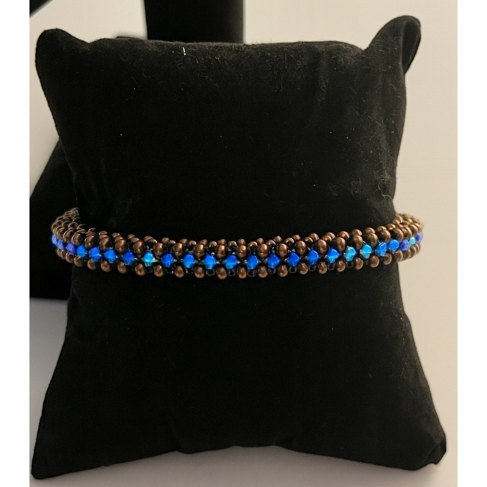 Bracelet Nephrite Citrine Polished Brown Gemstones Blue Accents 7.25" Stunning‎